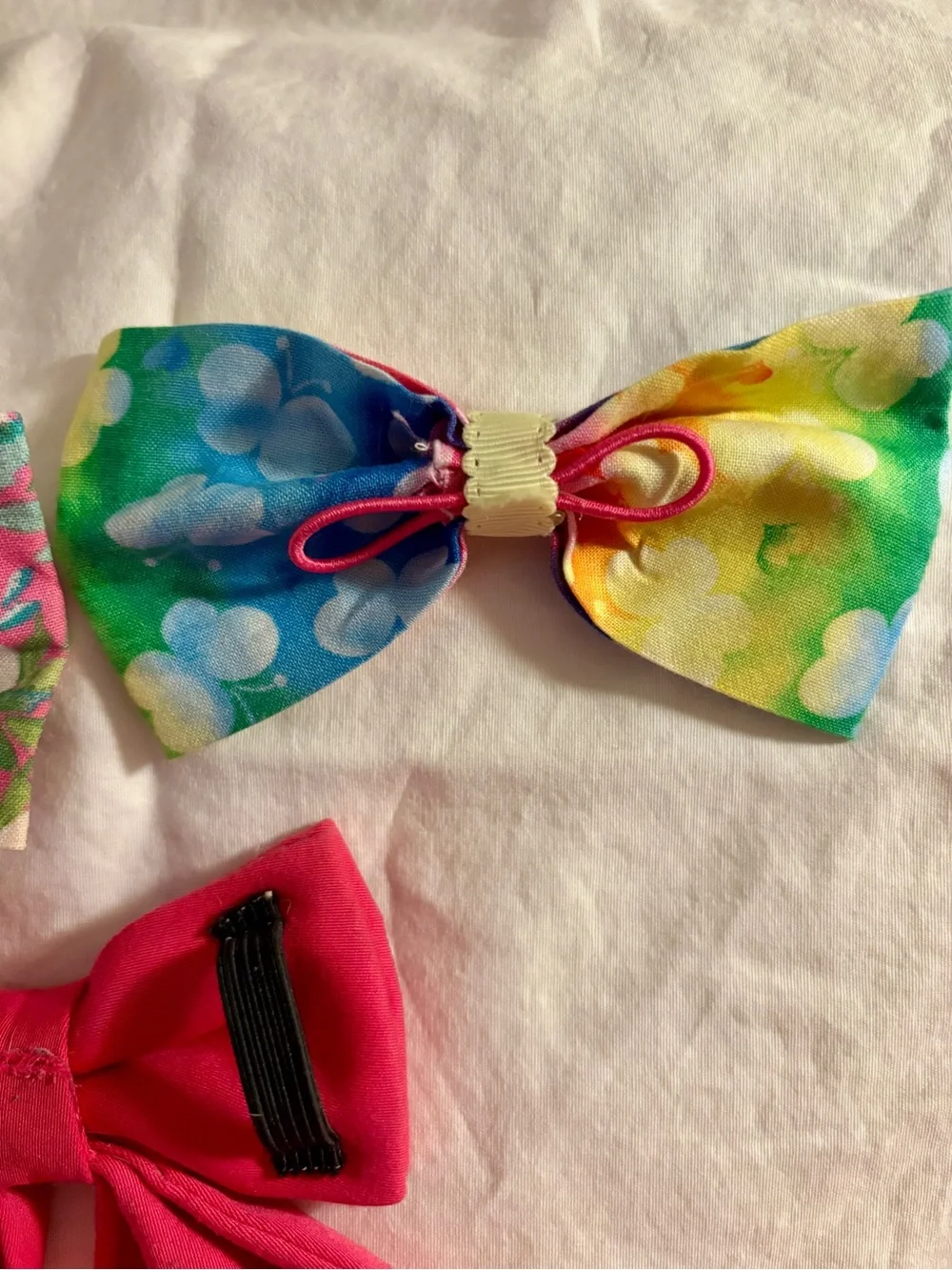 Dog Collar Bow Set - Pink Floral & Rainbow Designs